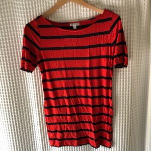 Pea in the Pod red and navy stripe shirt sz Small